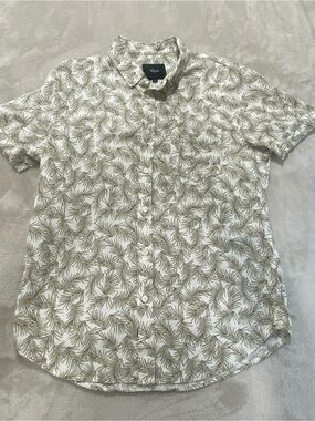 Rails Carson Palm Americano White Button Short Sleeve Button up